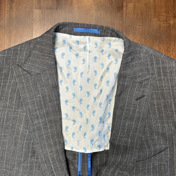 Beckett & Robb Blazer Mens 42R Gray Pinstripe Loro Piana Italian Wool Linen - Picture 6 of 16